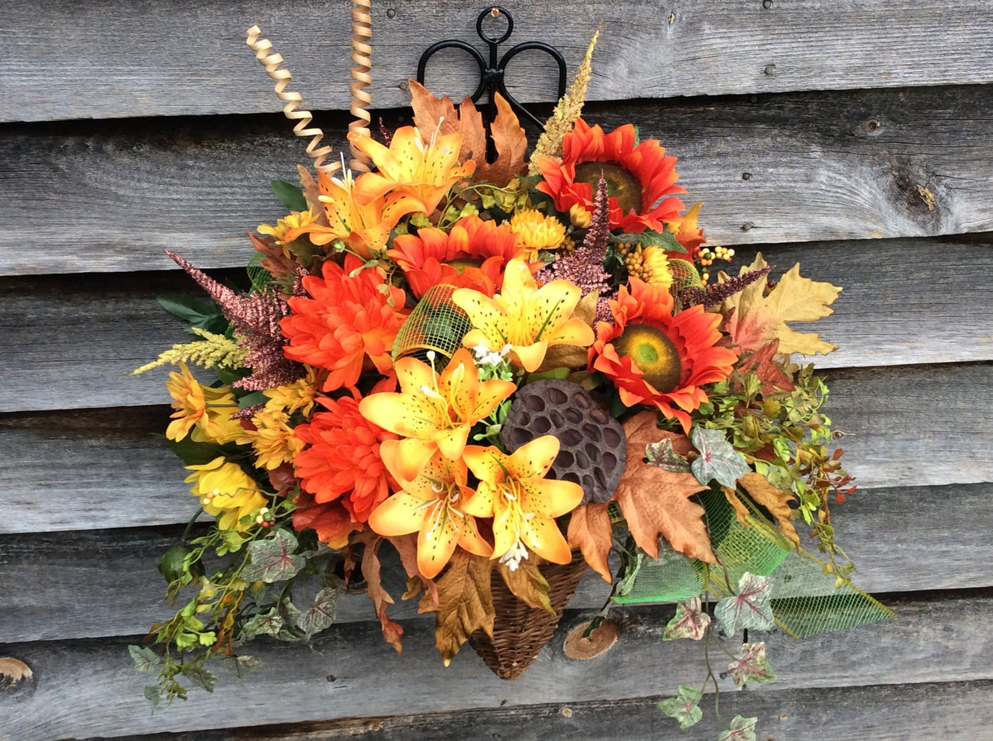 Autumn Floral Arrangement, Fall Splender Artificial Flowers, Fall Home Decor, Front Door Decor, Floral Wall Decor, Made in Canada