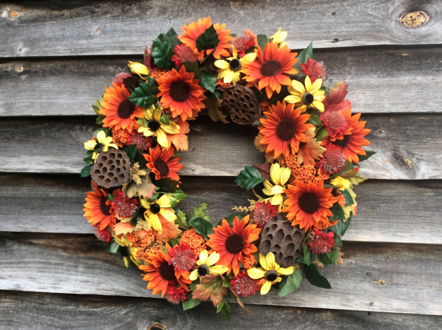 Sunflower & Black Eyed Susan Fall Wreath: Artificial Floral Decor