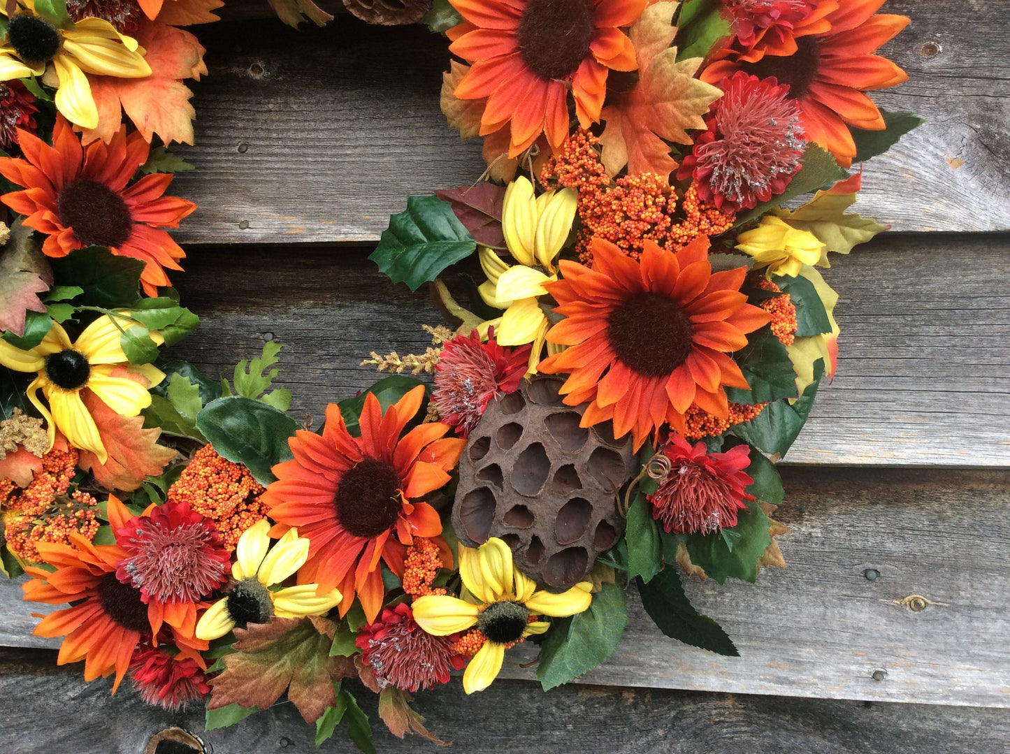 Sunflower & Black Eyed Susan Fall Wreath: Artificial Floral Decor
