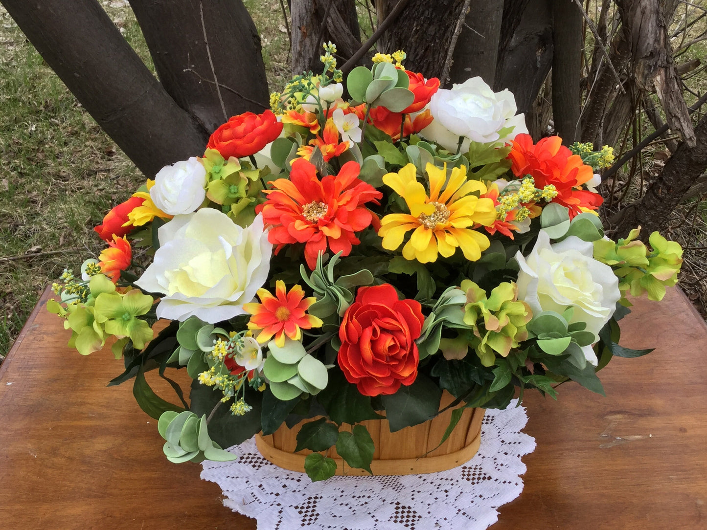 Summer Citrus Floral Basket Arrangement