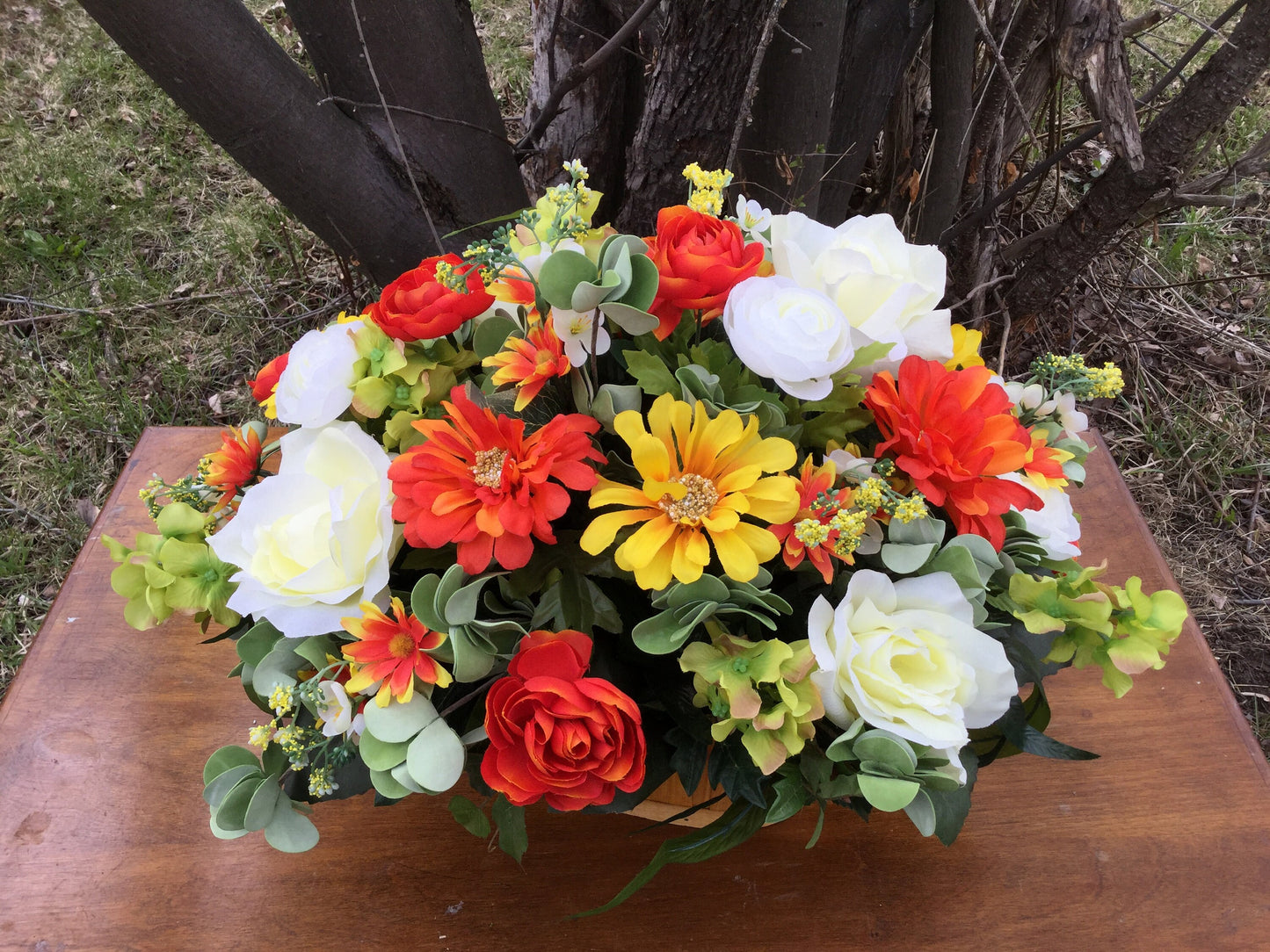 Summer Citrus Floral Basket Arrangement