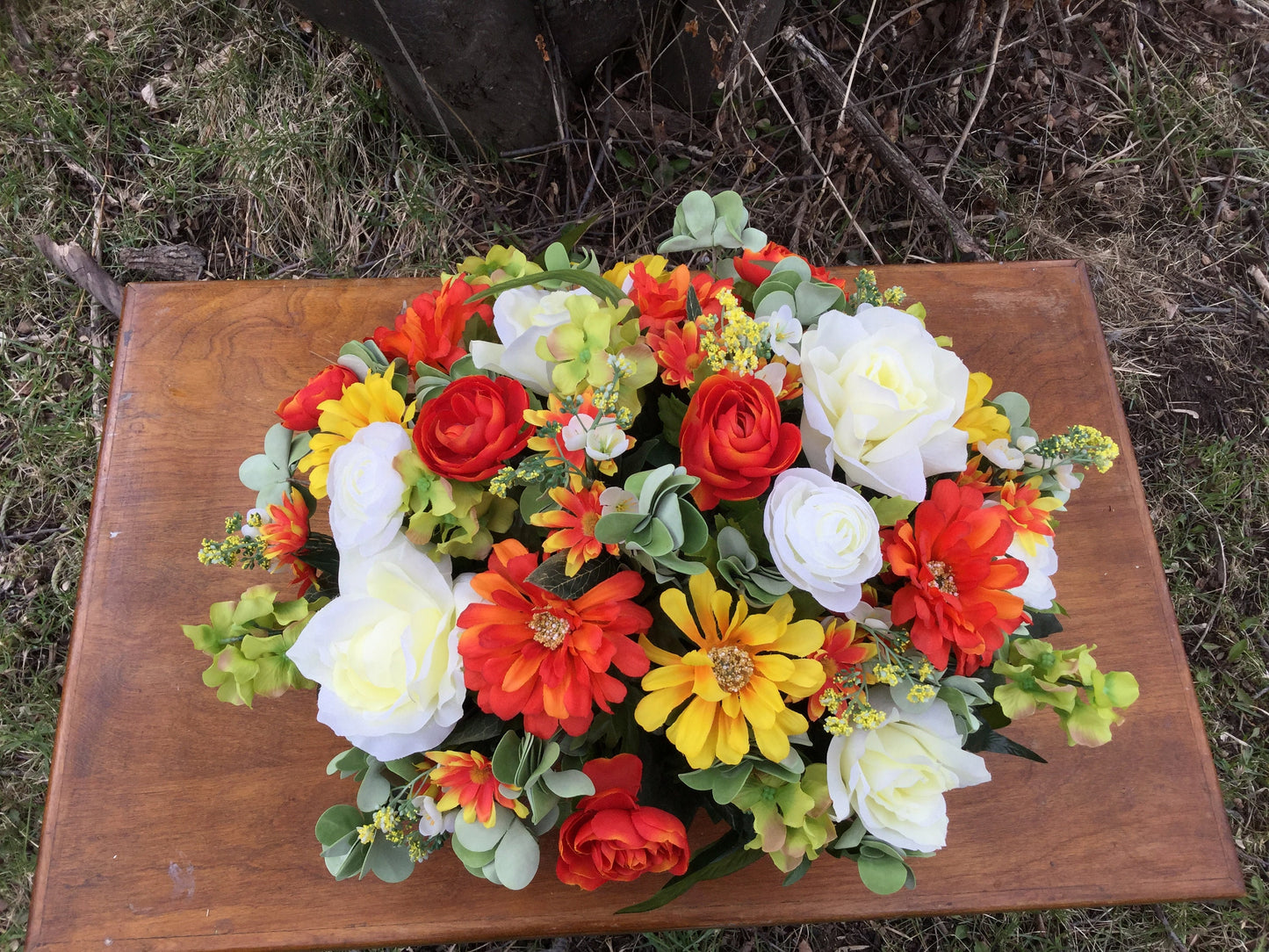 Summer Citrus Floral Basket Arrangement