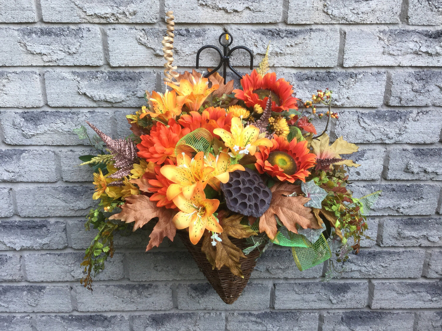 Autumn Floral Arrangement, Fall Splender Artificial Flowers, Fall Home Decor, Front Door Decor, Floral Wall Decor, Made in Canada