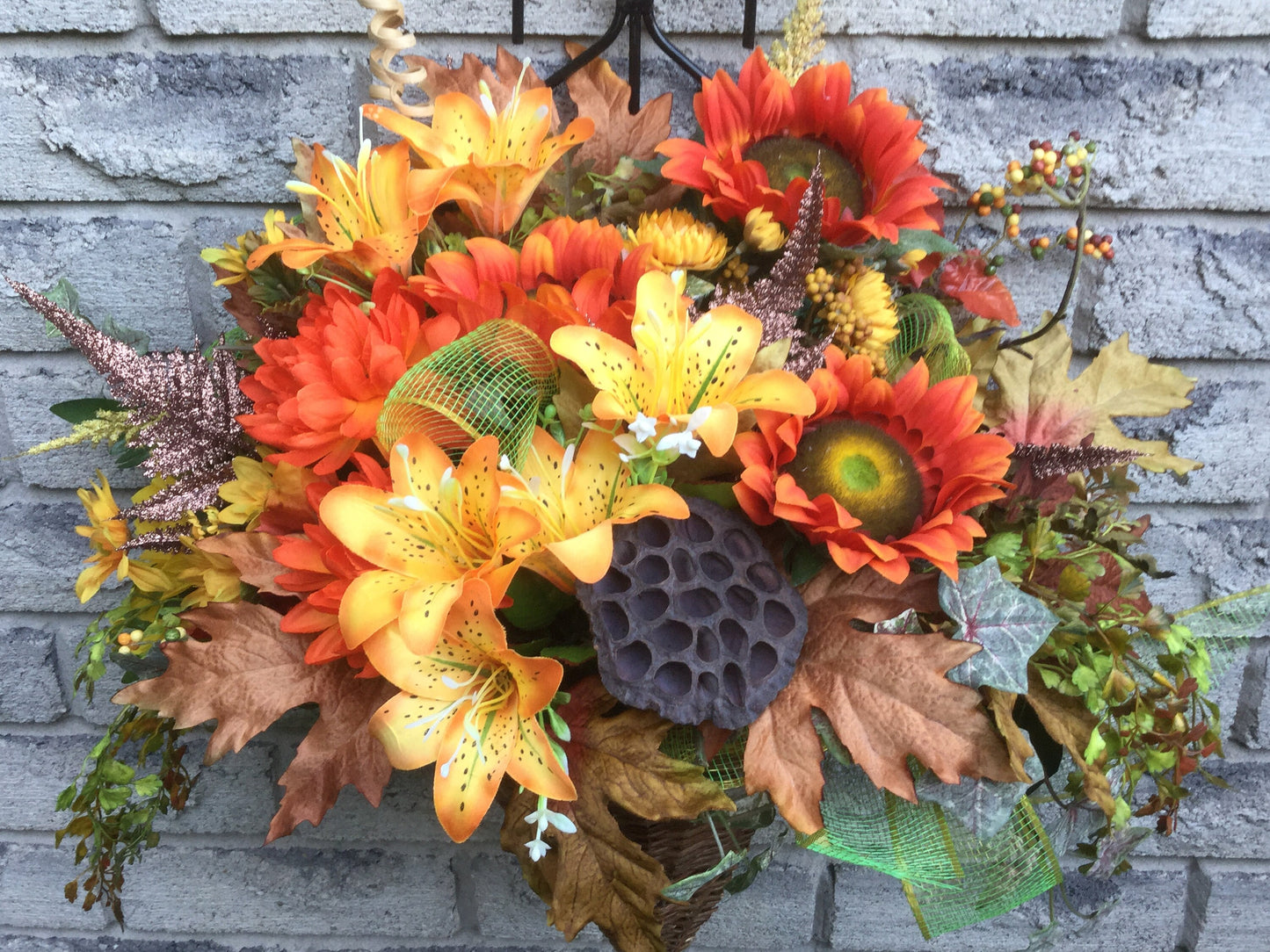 Autumn Floral Arrangement, Fall Splender Artificial Flowers, Fall Home Decor, Front Door Decor, Floral Wall Decor, Made in Canada