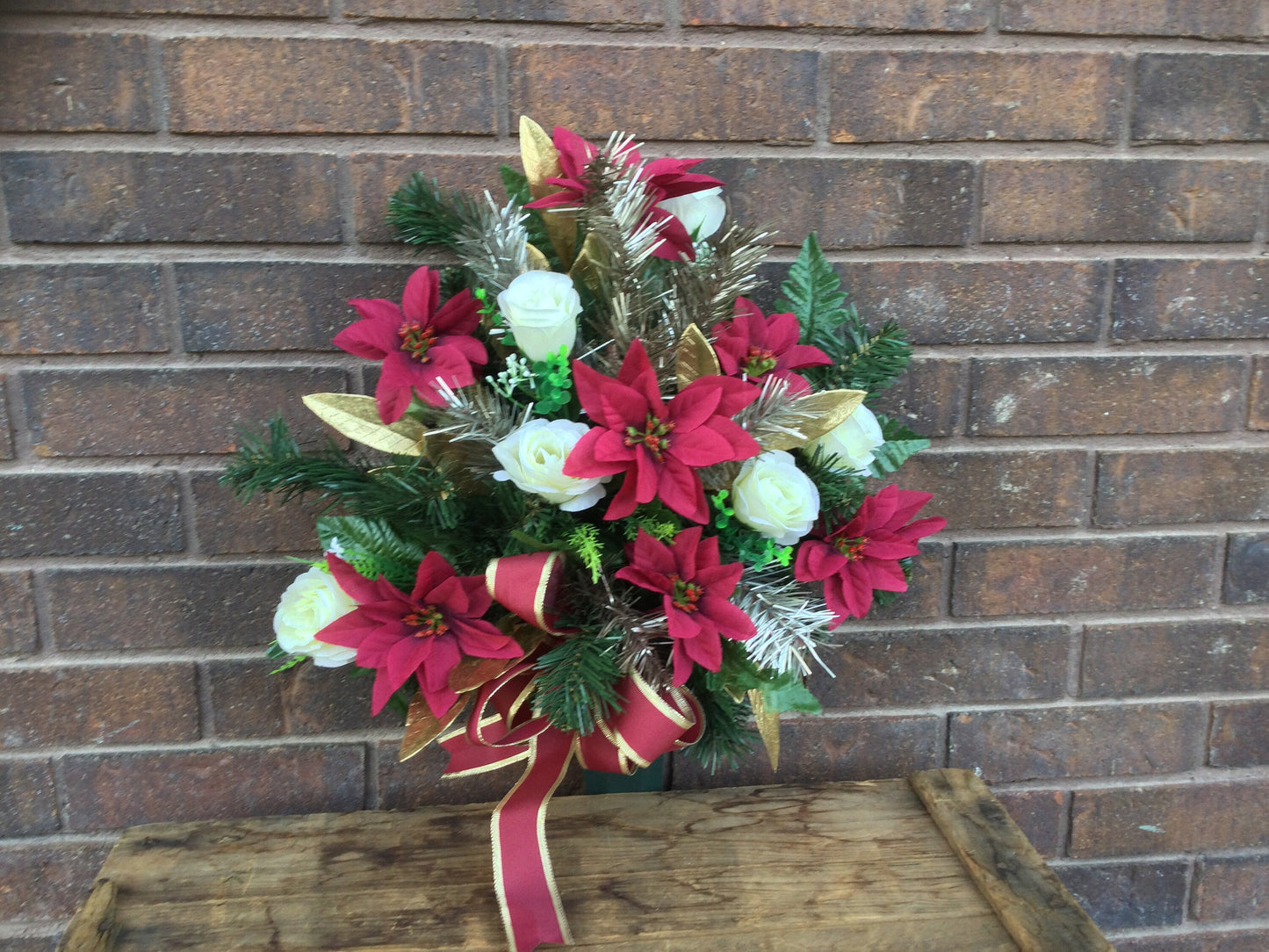Cemetery Cone, Christmas Cemetery Flowers, Graveside Flowers, Cemetery Memorial Cone Arrangement, Made in Canada