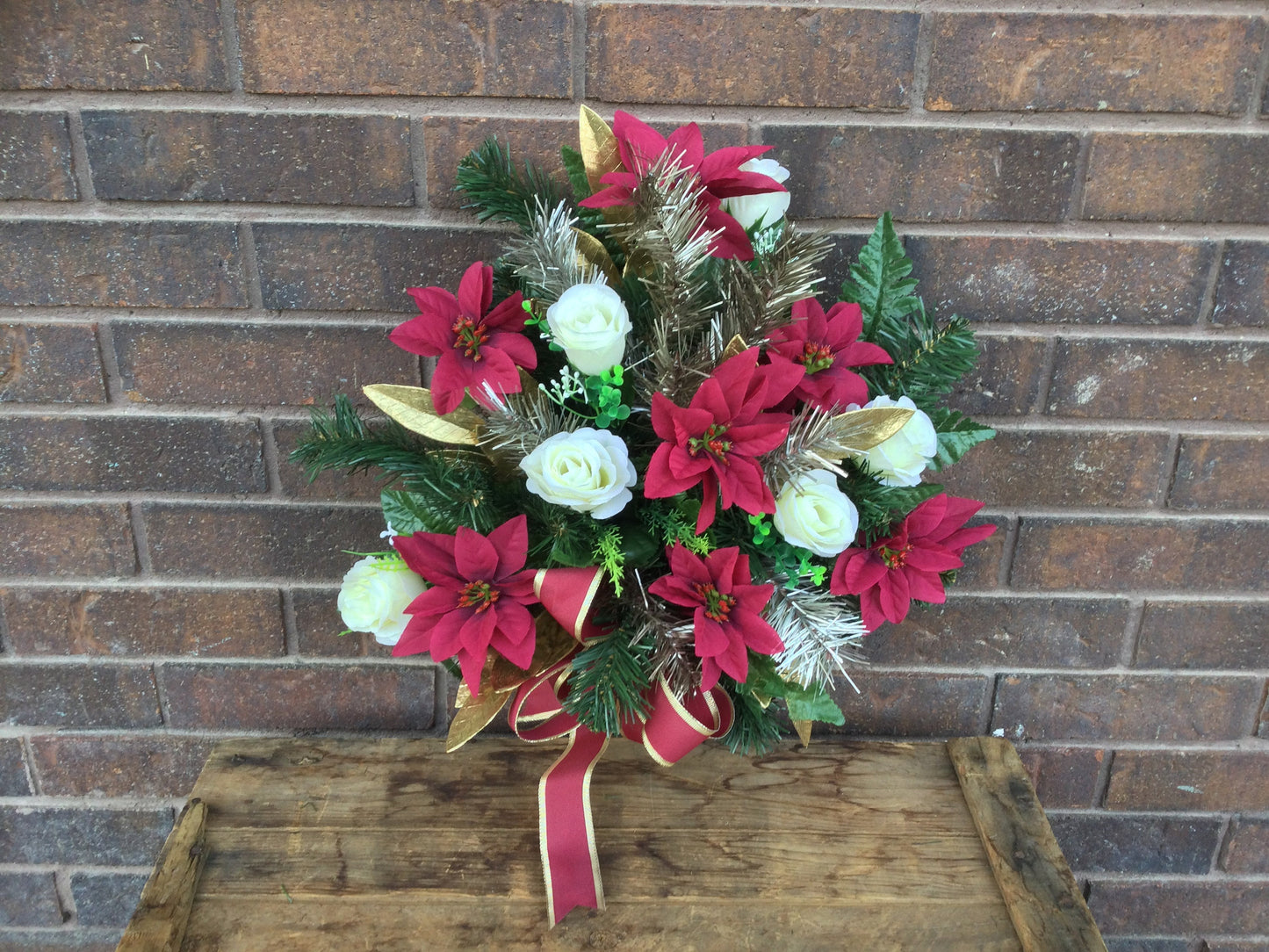 Cemetery Cone, Christmas Cemetery Flowers, Graveside Flowers, Cemetery Memorial Cone Arrangement, Made in Canada