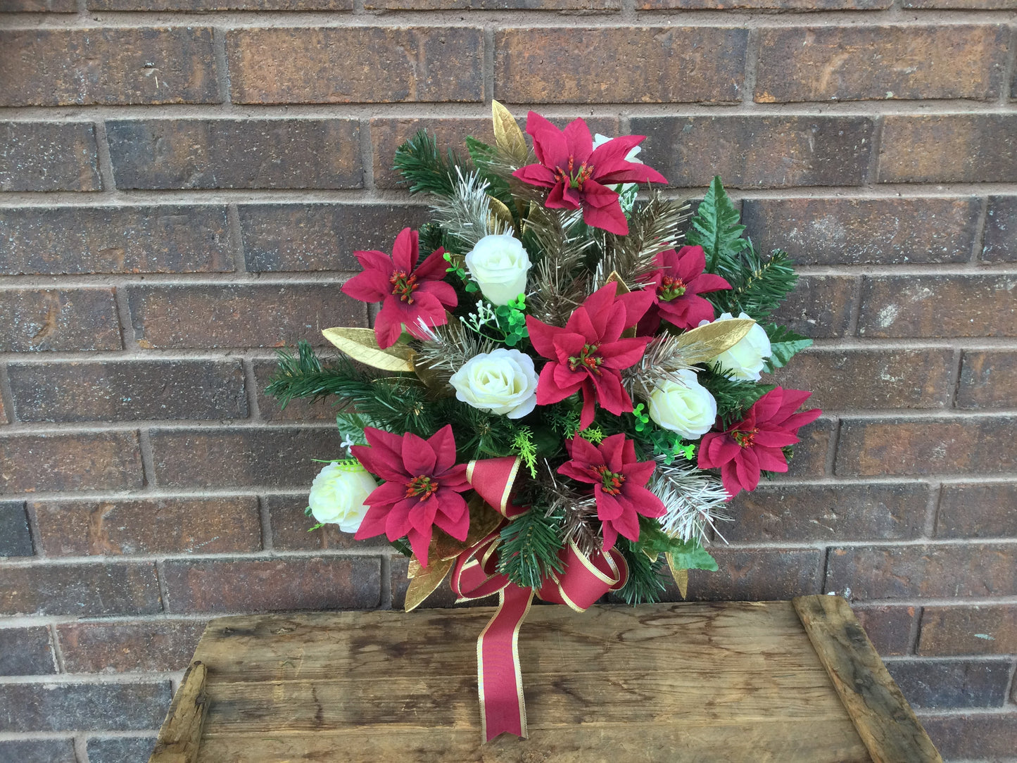 Cemetery Cone, Christmas Cemetery Flowers, Graveside Flowers, Cemetery Memorial Cone Arrangement, Made in Canada