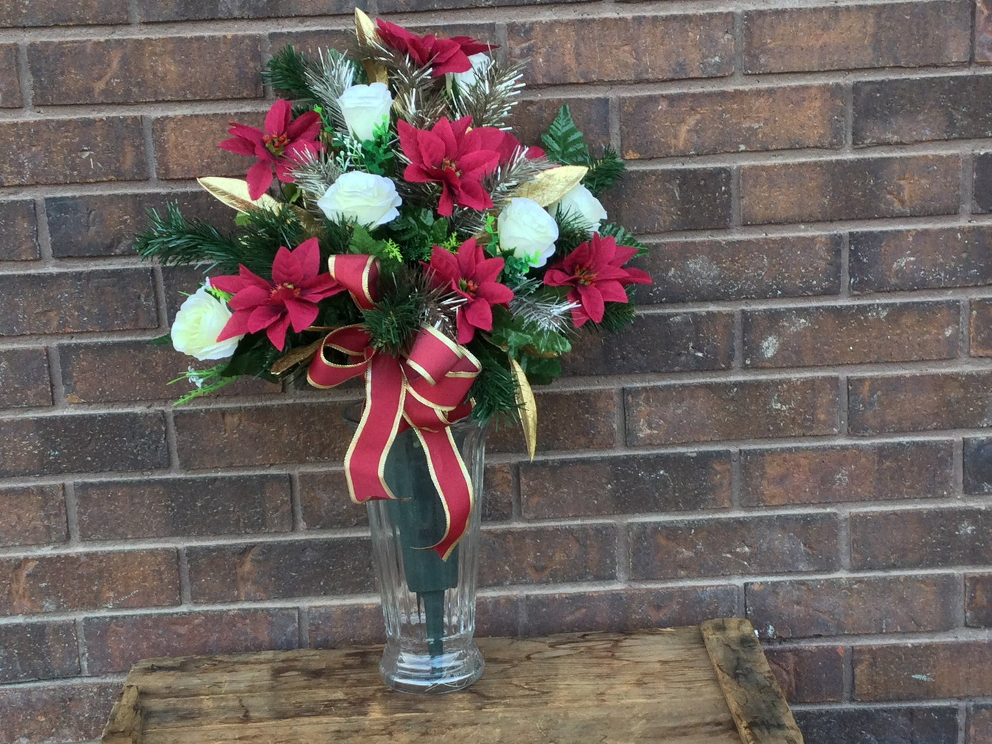 Cemetery Cone, Christmas Cemetery Flowers, Graveside Flowers, Cemetery Memorial Cone Arrangement, Made in Canada