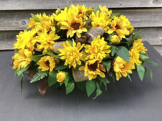 Sunflower, Chrysanthemum  Cemetery Saddle, Memorial Flowers