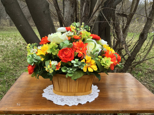 Summer Citrus Floral Basket Arrangement