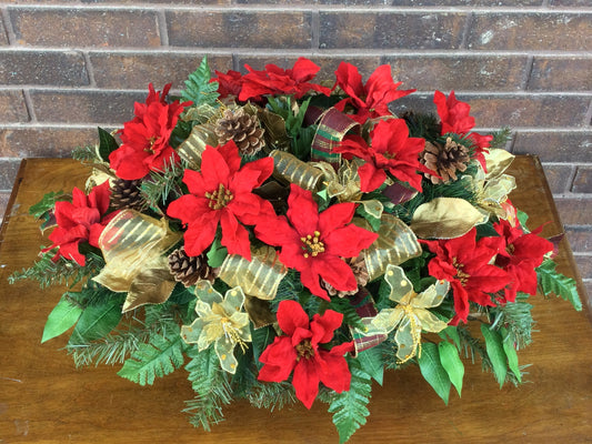 Cemetery Flowers, Christmas Headstone Flower Saddle, Memorial Flowers, Christmas Cemetery Saddle, Winter Cemetery Decoration, Made in Canada