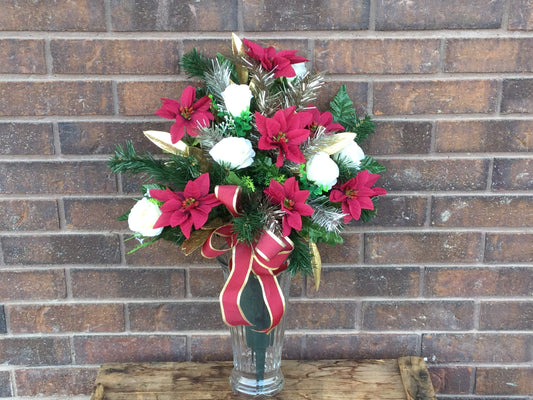 Cemetery Cone, Christmas  Cemetery Flowers, Graveside Flowers, Cemetery Memorial Cone Arrangement, Made in Canada