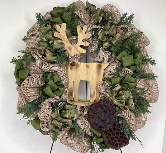 Rustic Reindeer Wreath